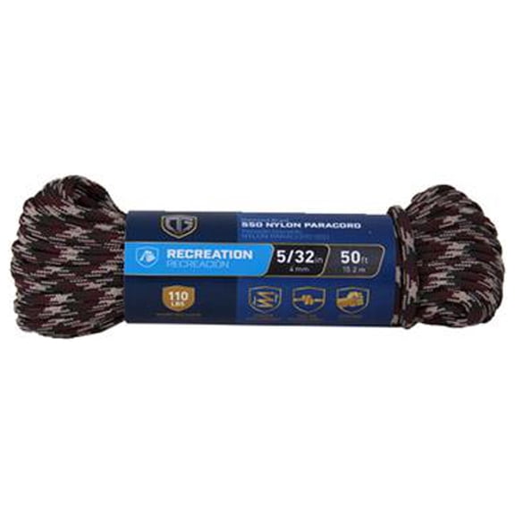 642661 Paracord 550 Nylon Rope, Camouflage, 5/32-In. x 50-Ft. - Quantity 12