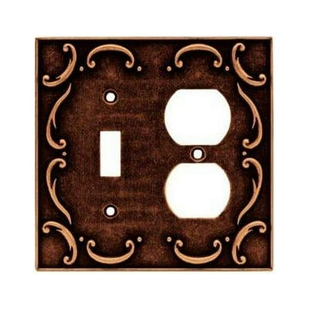 64275 Sponged Copper French Lace Single Switch Duplex Combo Cover Plate