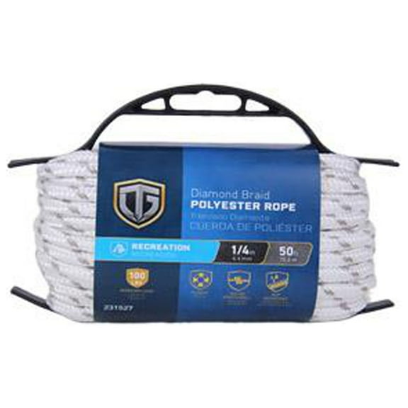 642771 Polypropylene Rope, White & Gray, 1/4-In. x 50-Ft. - Quantity 6