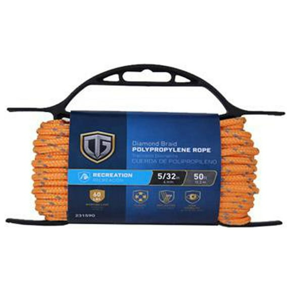 642871 Polypropylene Rope, Reflective Orange, 5/32-In. x 50-Ft. - Quantity 6