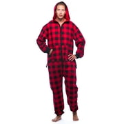 6436-10492-S #FollowMe Jumpsuit Adult Bodysuit Pajamas (Red - Buffalo Plaid, Medium)