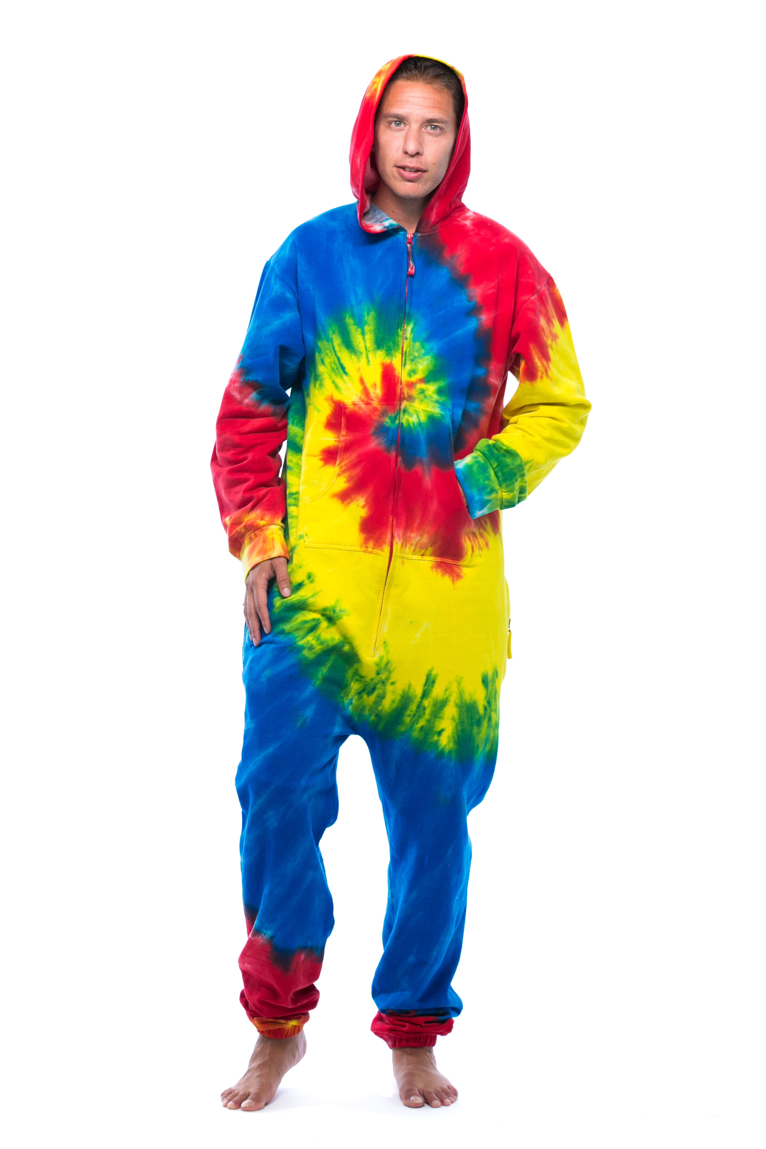 6436-10492-S #FollowMe Jumpsuit Adult Bodysuit Pajamas (Tie Dye, Small)