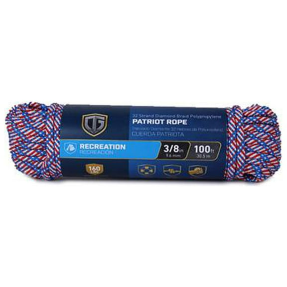 643611 Patriot Rope, Diamond Braided Polypropylene, 3/8-In. x 100-Ft. - Quantity 5