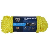 643691 Polypropylene Rope, Twisted Braided, Yellow, 3/8-In. x 50-Ft. - Quantity 5