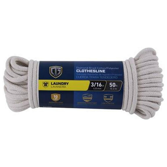 643971 Clothesline, Cotton, Diamond Braided, 3/16-In. x 50-Ft. - Quantity 12