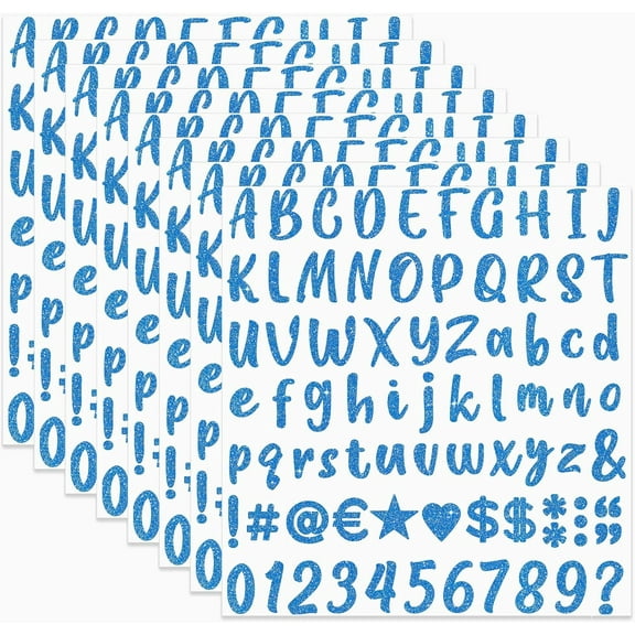 Neasyth 648 Pieces Letter Stickers Glitter Small Self Adhesive Alphabet Number Vinyl Stick on Letter Stickers for Scrapbooking Mailbox Numbers Crafts Classroom Decor Bulletin Board(Blue)