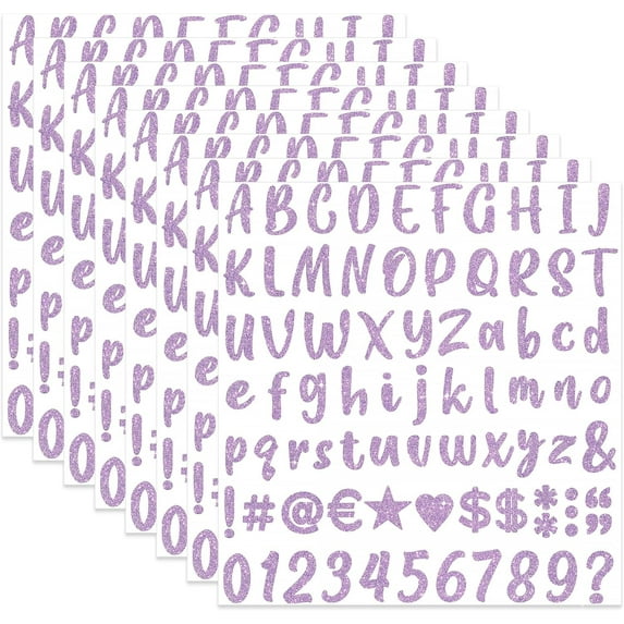 Neasyth 648 Pieces Letter Stickers Glitter Small Self Adhesive Alphabet Number Vinyl Stick on Letter Stickers for Scrapbooking Mailbox Numbers Crafts Classroom Decor Bulletin Board(Purple)