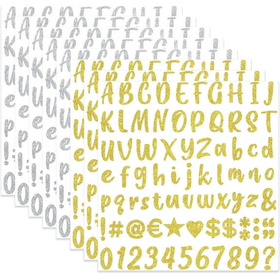 648 Pieces Letter Stickers Glitter Small Self Adhesive Alphabet Number Vinyl Stick on Letter Stickers for Scrapbooking Mailbox Numbers Crafts Classroom Decor Bulletin Board(Gold&Silver)