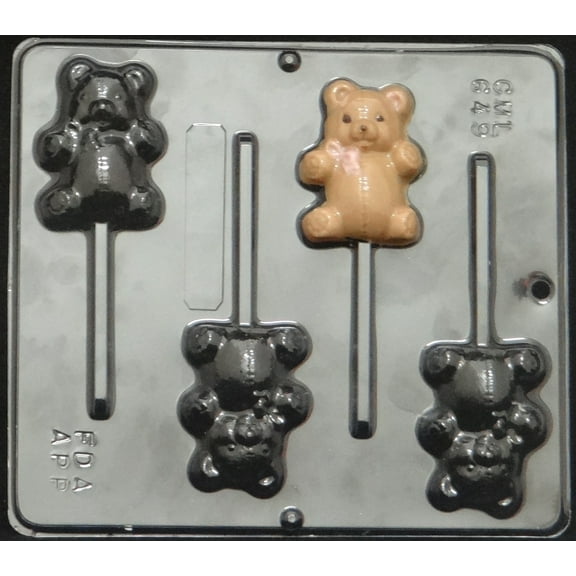 649 Teddy Bear Lollipop Chocolate Candy Mold