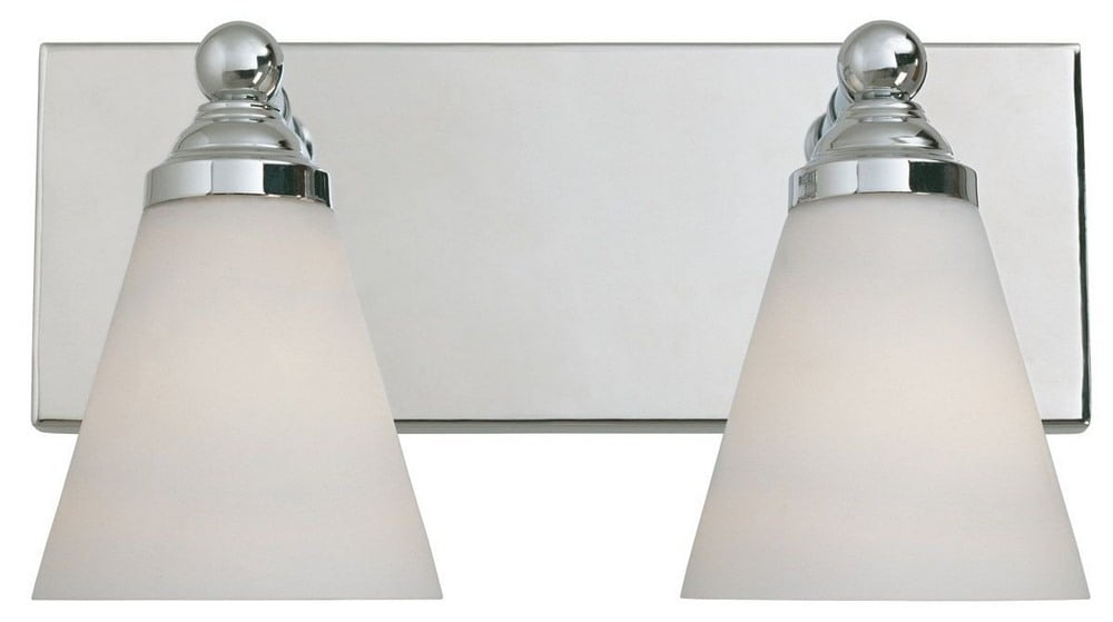 Hudson Elegance Chrome 2-Light Bath Bar with White Opal Glass