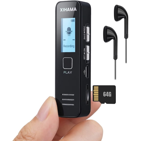 64B Mini Voice Recorder Dital Voice Recorder Spy Hidden Pocket Tape Recorder with Playback for Lectures Meetins 4608 Hours Handheld Audio Recorder with Microphone USB Chare Password
