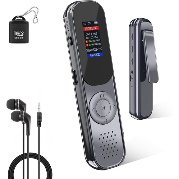 64B Portable Diital Voice Recorder with Playback 4560 Hours of Extended Use Recordin Device Noise Reducin Sound Recorder A-B Playback for Presentation Meetins/Classrooms/Interviews/Passwords