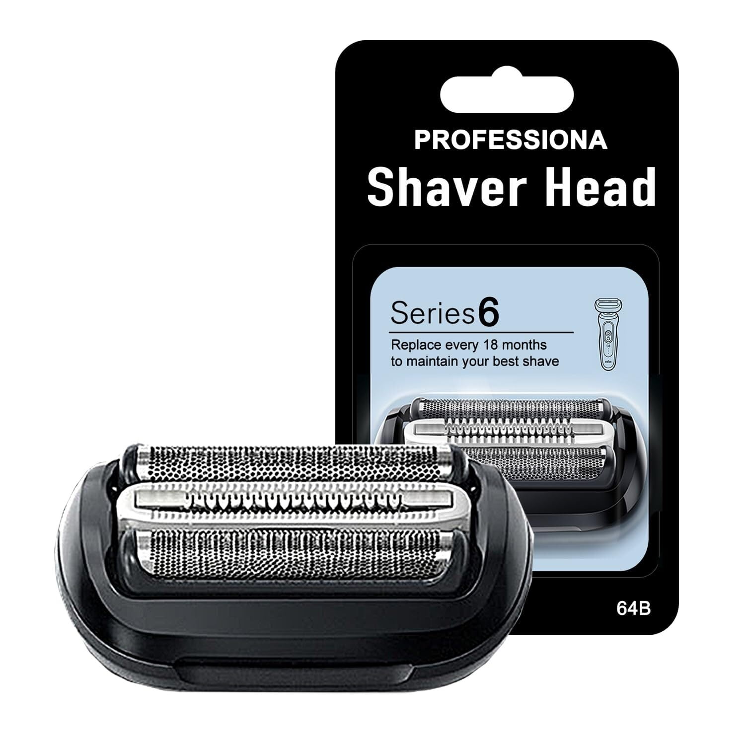 64B Series 6 Braun Electric Shaver Replacement Head Compatible with New Generation Series 6 Shavers 6120s, 6140cs, 6172cc, and 6175cc C