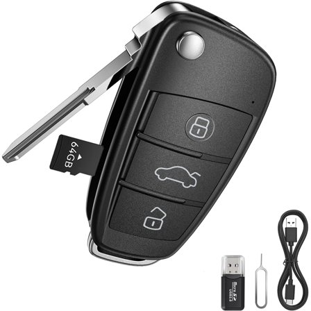 64G 1080P HD Key Fob Camera,Nanny Cam for Home Security, Car Camera with Motion Detection & Loop Recording, Long Battery Outdoor Night Vision Take Photos, Easy to Use