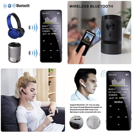 64G+4G Hi-Fi MP3/MP4 Player with FM Radio, Speaker, Ebook, Alarm, Recorder & Headphones, USB Charging, Lanyard Port, Supports 128GB for Sports & Portable Entertainment
