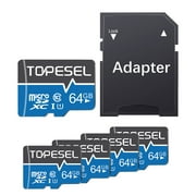 64G Micro SD Card with Adapter 5 Pack TOPESEL High Speed Class 10 UHS-I TF Memory Card for Nintendo Switch Phone Camera Blue