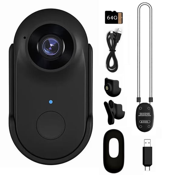 64G Mini Body Camera, Wearable Action Body Cam with Audio & Video- Thumb Hands Free Waterproof Recording Wearable Cameras - for Vlogging, Cycling, Travel & Work