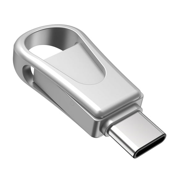 64G USB C Flash Drive for OTG Android Phone Metal USB 3.0 Thumb Drive for Keychain TOPESEL Swivel Memory Stick Silver
