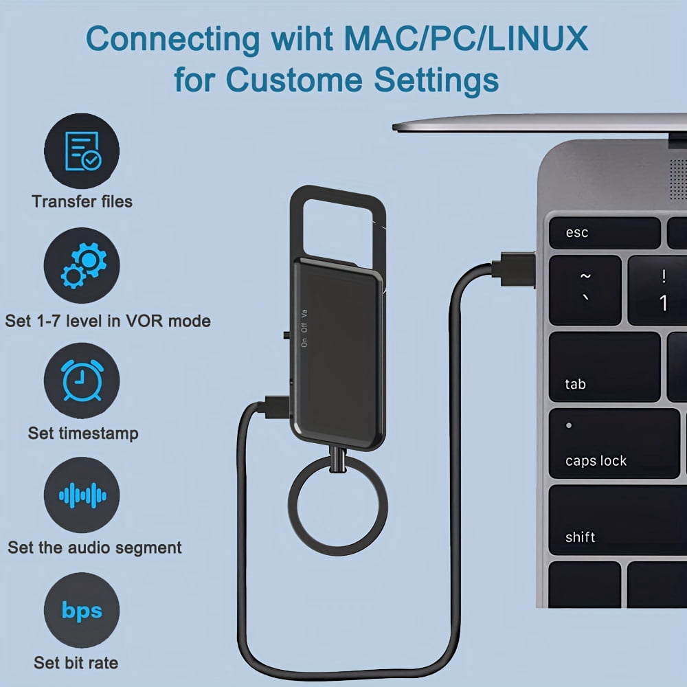 64G Voice Activated Recorder, DSP Sound Source Noise Reduction Recording Device, Digital Voice Recorders With Playback, Ideal For Lectures, Meetings, Interviews