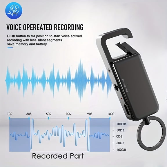 64G Voice Activated Recorder, DSP Sound Source Noise Reduction Recording Device, Digital Voice Recorders With Playback, Ideal For Lectures, Meetings, Interviews