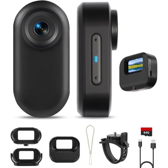 64GB 1080P Mini Body Camera with Screen, Thumb Size Wearable Body Cam, 5H Hands-free POV Recording, Magnetic Portable Action Camera Mount Anywhere for Work, Security, Riding, Pets, Sports(Black