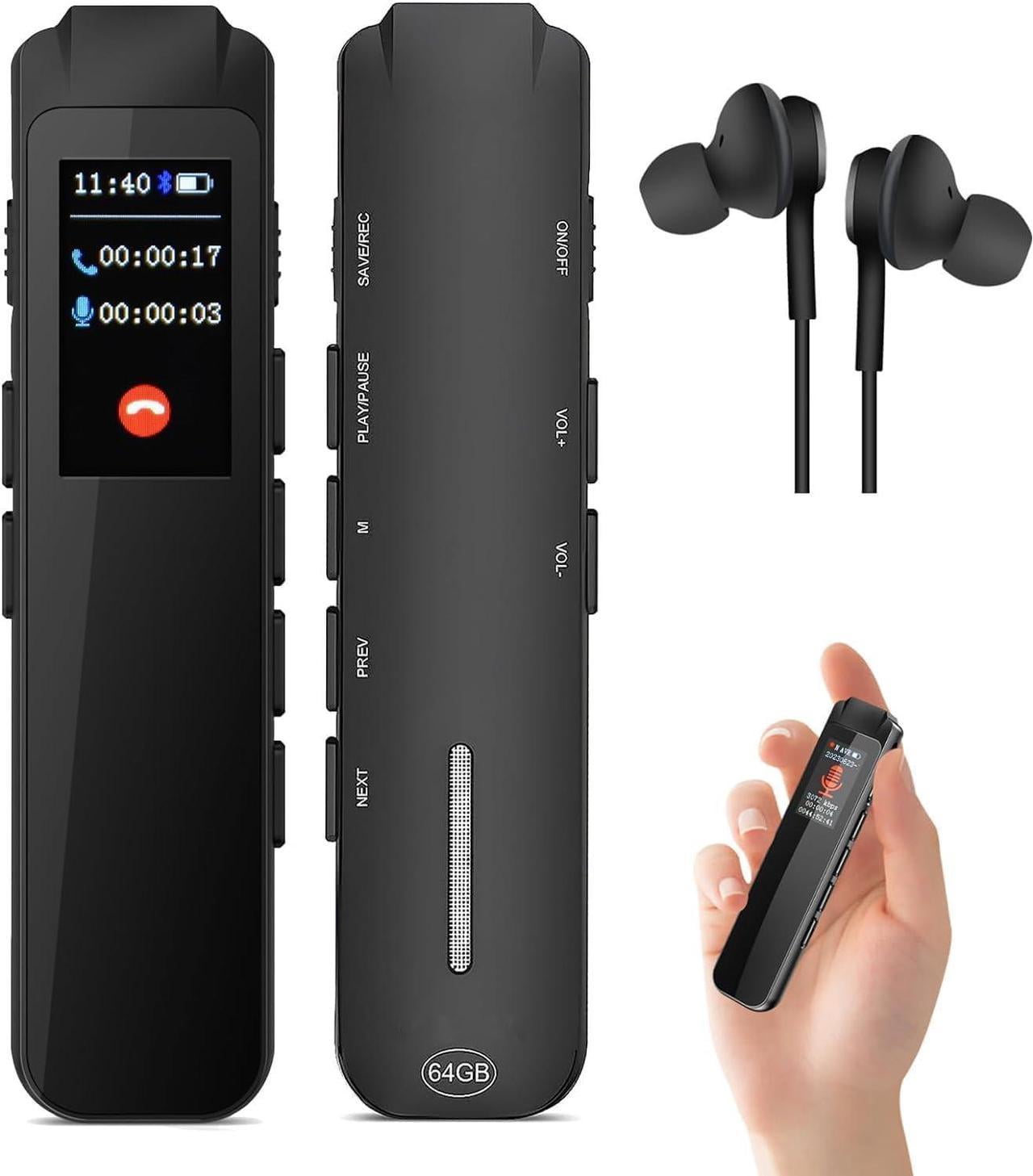 64GB Digital Voice Recorder Voice Activated Recorder for Lectures Meeting, Mini Voice Recorder Upgraded Audio Recorder with Playback, 3072KBPSHD Tape Recorder,Password