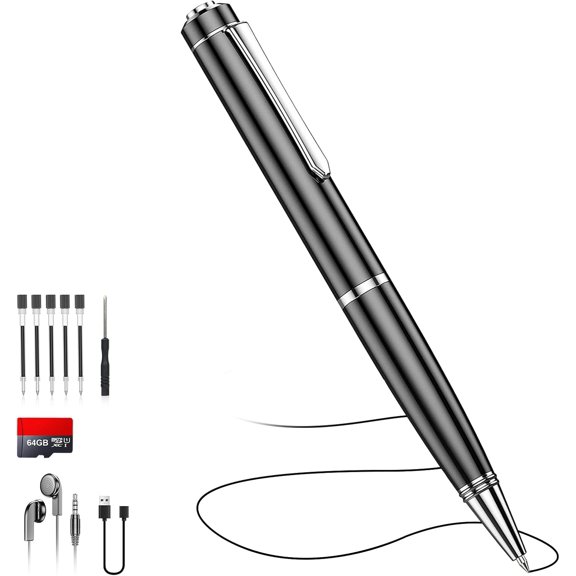 64GB Digital Voice Recorder Voice Activated Recorder with Playback, Portable Audio Recorder, Portable Recording Device with AI Noise Reduction, Portable Audio Recorder for Meeting/Course