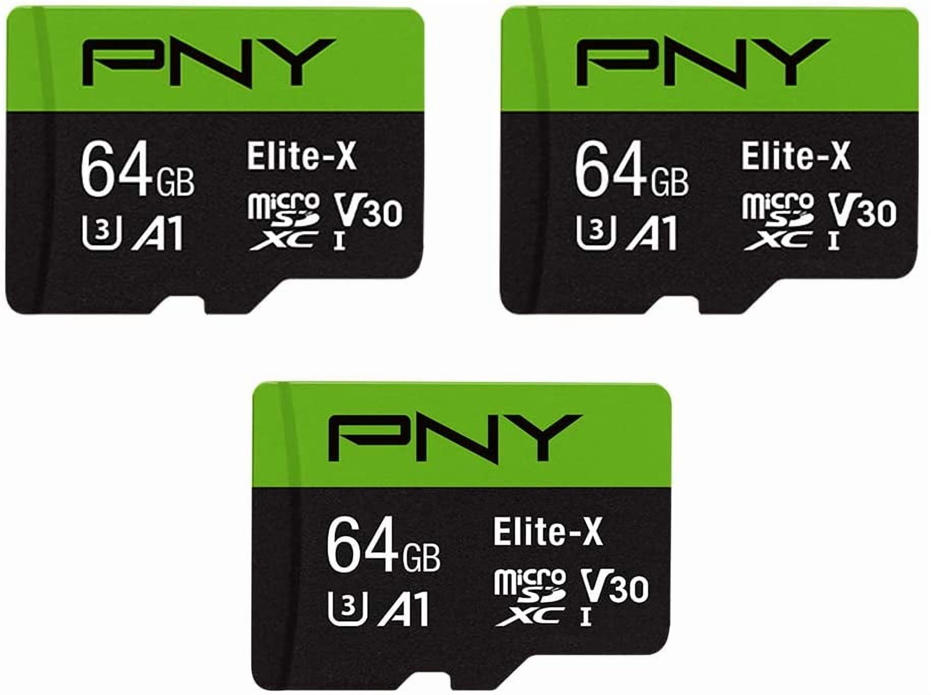 64GB Elite-X Class 10 U3 V30 microSDXC Flash Memory Card, 3 Count (Pack ...