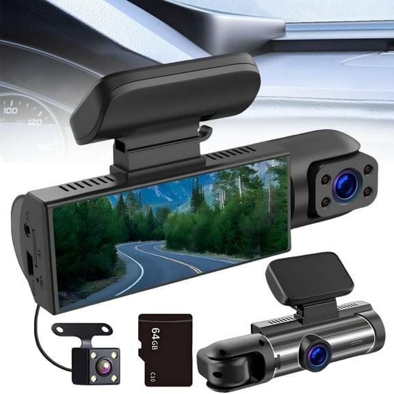 64GB Ensey Front and Rear Dash Camera,1080p Full Hd Fronts & Rears Dash Cam Recording with Night Vision Built-in Wireless Wi-Fi