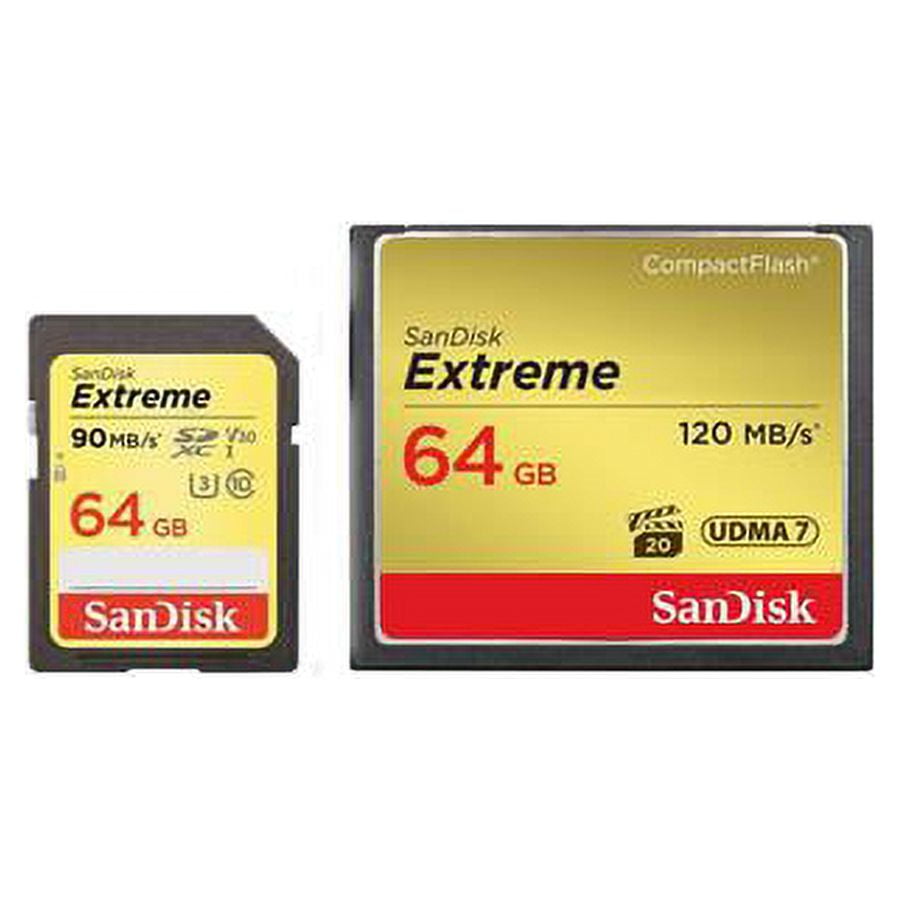 64GB Extreme Compact Flash Memory Card Bundle With SanDisk Extreme 64GB UHSI Class 10 U3 SDXC