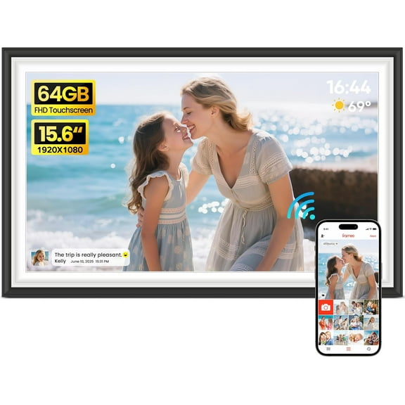 64GB Frameo 15.6" Digital Picture Frame Large 1920 x 1080 IPS FHD Touch Screen WiFi Electronic Photo Frames Share Moments Instantly Anywhere Photo Gifts for Parents and Grandparents