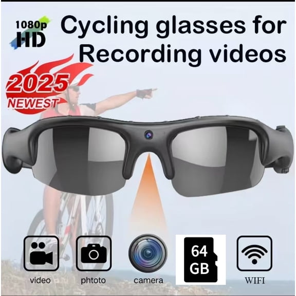 64GB HD 1080P Mini Glasses Camera Video Recorder Wearable Sunglasses Camera Portable Outdoor Sports DV DVR Surveillance Camcorder