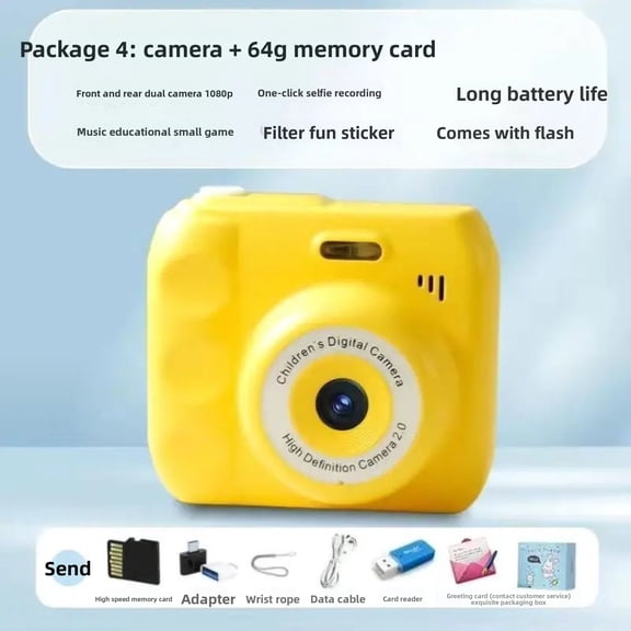 64GB High-Speed Memory Card for Student-Friendly Compact Camera - Perfect Vintage CCD Camera Gift for Birthdays - Ideal for Travel, Photos, Videos, Gaming, and Music