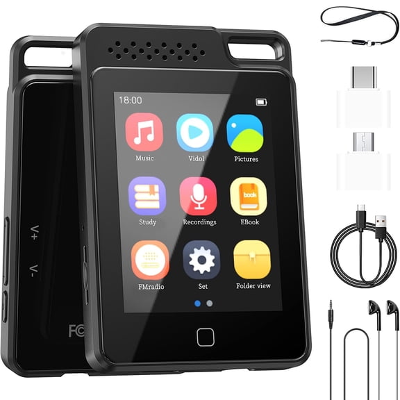 64GB MP3 Music Player & E-Book Reader | Built-in Bluetooth & HD Speaker | FM Radio & Voice Recorder Supported | Hi-Fi Sound Quality | Touch Screen | Ideal Sports Companion | Headphones Included