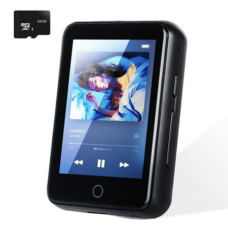 64GB MP3 Player with Bluetooth, 2.5 inch Touch Screen Sports Music Player, HiFi Lossless Audio Quality/Video/Voice Recorder/FM Radio/E-Book, Premium Audio Experience for Music Enthusiasts