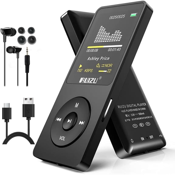 64GB MP3 Player with Bluetooth 5.3, Portable Music Player for Kids Sports Running, FM Radio, Voice Recorder, Equalizer, 80H Digital Audio Video Shuffle Resume Playback, Up to 128GB Micro SD Card