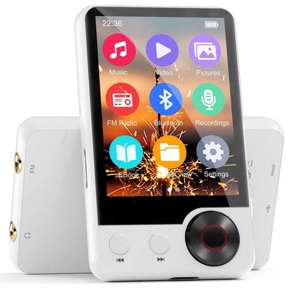 joliker White 64GB MP3 Player with Bluetooth 5.3, 2.4in Full Touch Screen Music Player