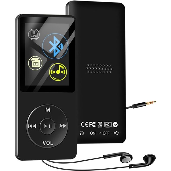 64GB MP3 Player with , Portable HiFi Lossless MP3 Music Players with Speaker, -in-one Media Player with Video/FM Raido/Recorder/ Clock, Up to 128GB Extension, Supports Random Playback