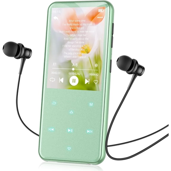 64GB MP3 Player with Bluetooth, M3 2.4 inch Music Player with Speaker and FM Radio, Touch Buttons, Supports Up to 128GB (Green)