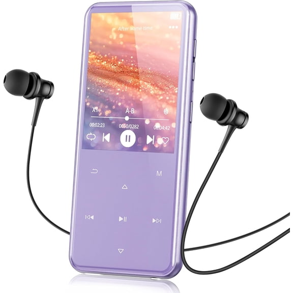 64GB MP3 Player with Bluetooth, M3 2.4 inch Music Player with Speaker and FM Radio, Touch Buttons, Supports Up to 128GB(Purple)