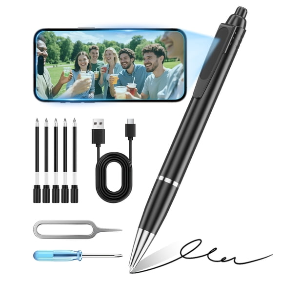 64GB Portable Voice Recorder Pen - 1080P HD Camera Video Photo DVR, 2-Hour Battery, 3 Ink Refills For Business Use