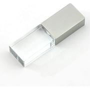 64GB USB 2.0 Flash Drive Crystal Glass Clear Blue LED Light Clear Glass Cute Mini Memory Stick 54GB, 1PCS