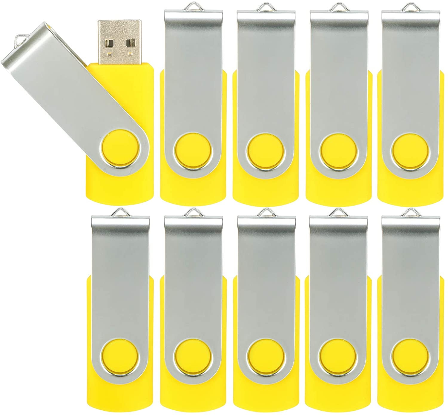 64GB USB Flash Drive 10 Pack,USB 2.0 Sticks Bulk Thumb Drives Memory Stick Jump Drive with LED Indicator for Storage and Backup (64GB10 Pack Yellow)
