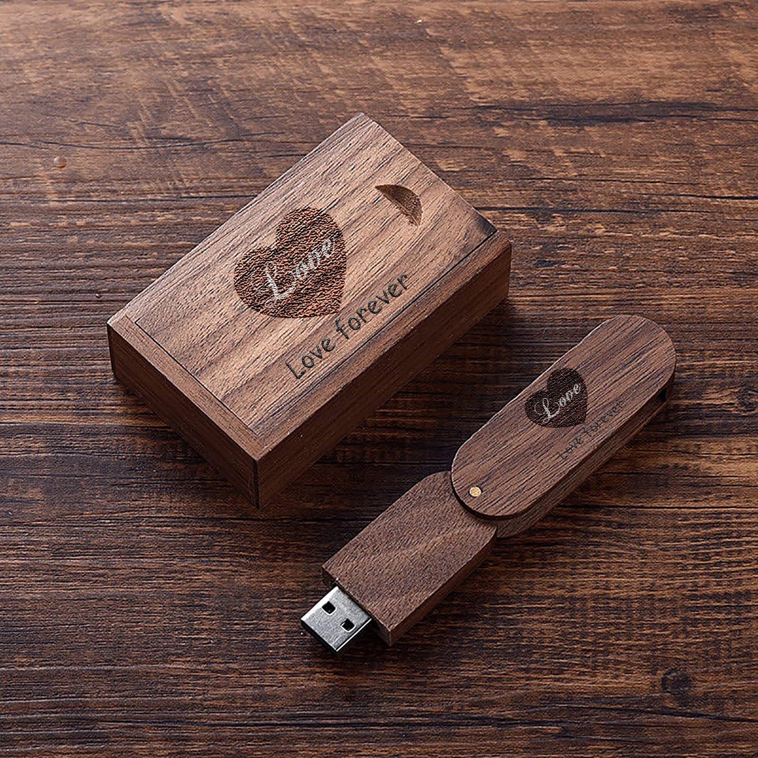 64GGB Wedding USB Flash Drive with Matching Walnut Box - USB 3.0 Memory  Stick engraved with \, image size:1500x1500