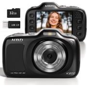64MP 4K Digital Camera for Photography with Autofocus, 16X Zoom, Compact Design, Includes 32GB SD Card,Black