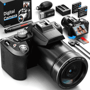 64MP 5K Autofocus Digital Vlogging Camera,WiFi App Control,16X Digital Zoom,Built-in Flash,2 Batteries & 32GB SD Card
