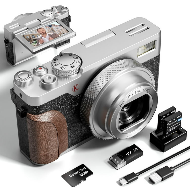 64MP 5K Digital Camera with 180° Flip Screen,18x Digital Zoom