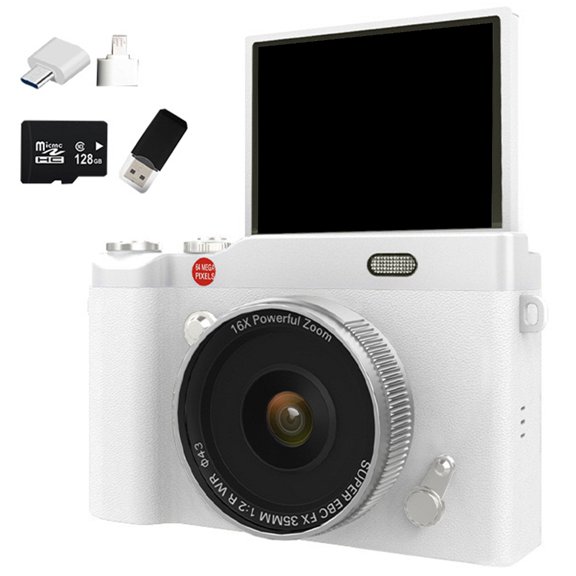 64MP Flip Screen Digital Camera With 16X Extend And 180° For Videoblogging Photography