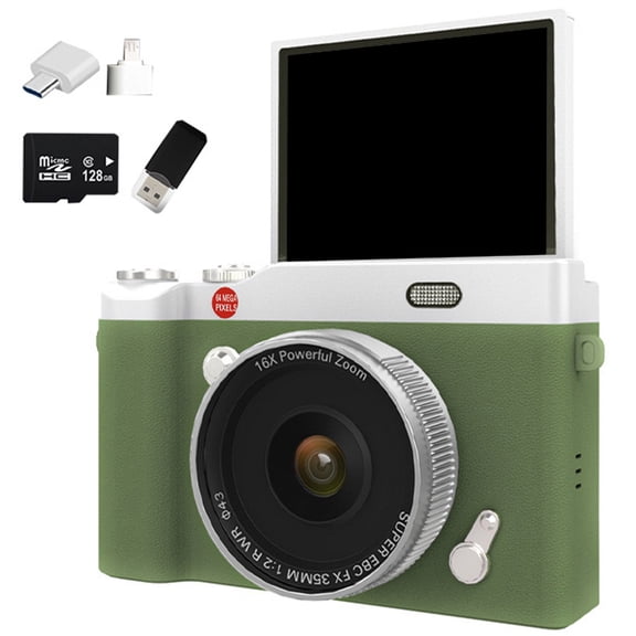 64MP Flip Screen Digital Camera With 16X Extend And 180° For Videoblogging Photography
