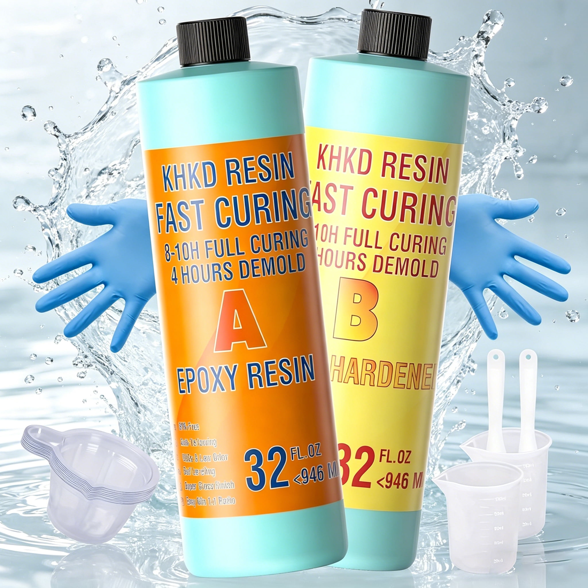 64 OZ Epoxy Resin Kit, Quick Dry Resin Upgrade, Clear High Gloss Epoxy, Odorless Art Resin for Painting, Craft, Coasters, Coating, Jewelry